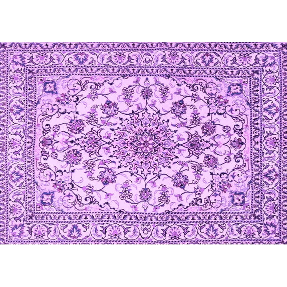 Ahgly Company Indoor Rectangle Medallion Purple Traditional Area Rugs, 4' x 6'