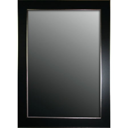 Second Look Mirrors Semi Matte Black with Silver Trim Edges Wall Mirror
