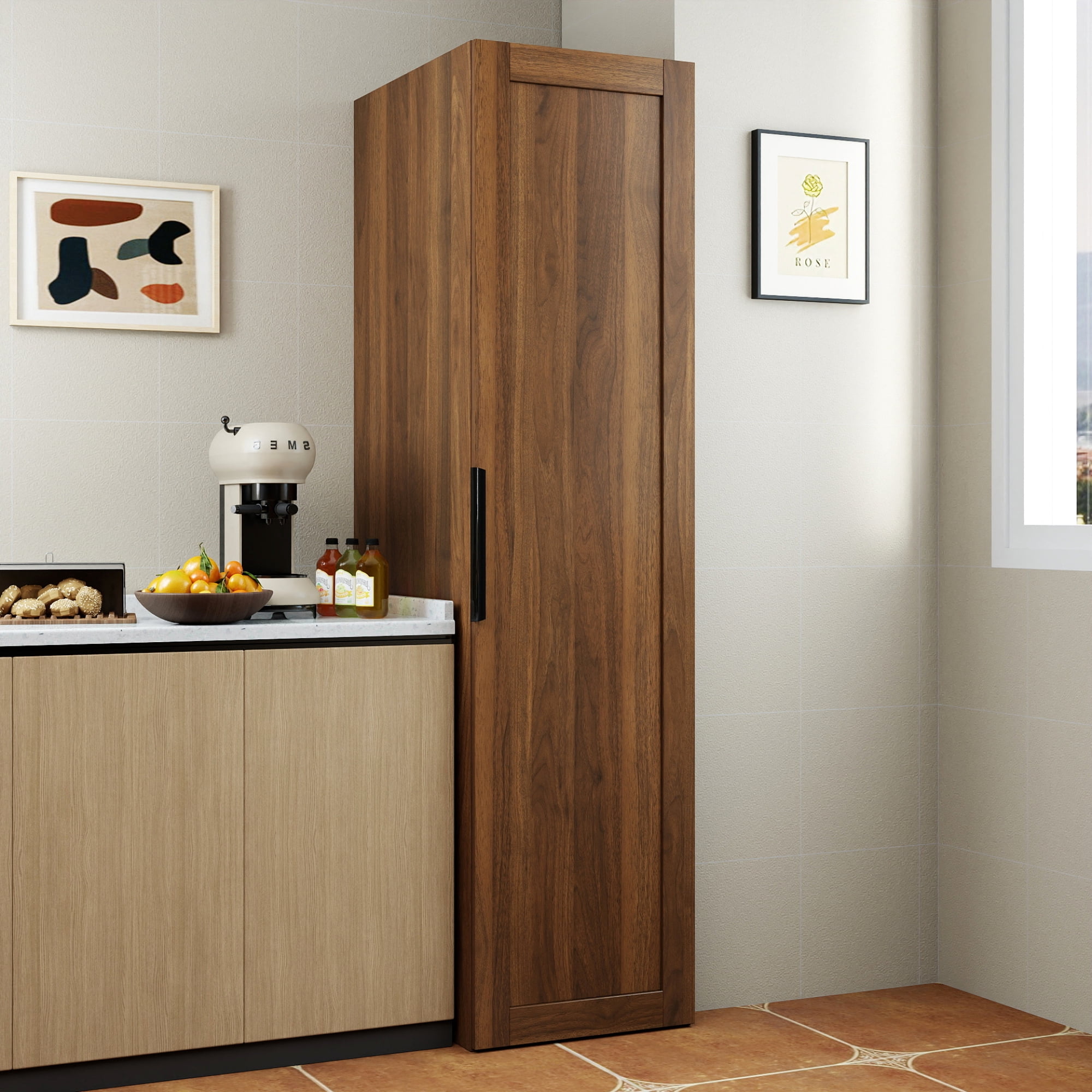 Jopath Kitchen Pantry Cabinet, Freestanding Buffet Cupboards Sideboard with Doors & Shelves, Kitchen Pantry Storage Cabinet for Kitchen Living Room and Dinning Room Walnut