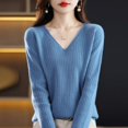 thumbnail image 1 of Suéter de mujer, jersey de manga larga, jersey de punto con cuello en V, suéter de moda para mujer, invierno 2022, ropa básica femenina, suéteres sólidos OL, 1 of 5