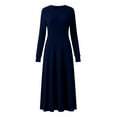thumbnail image 5 of ZQUUVOU Women's Ribbed Sweater Dress Long Sleeve Round Neck Comfortable Maxi Tunic Business Casual Formal Outfits Navy, 5 of 8