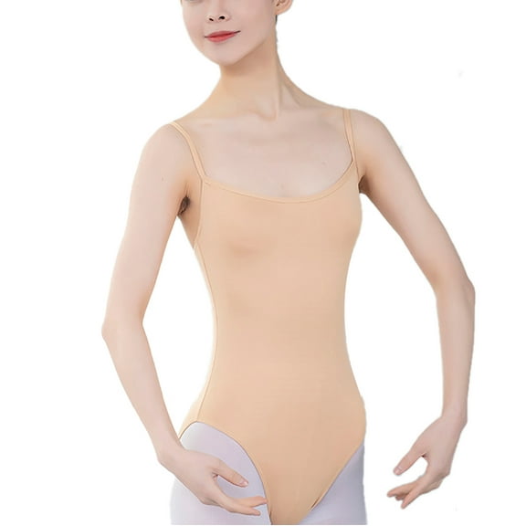 Leotard Skin Tone Women's Nude Camisole Dance Basic Bodysuit Low Back