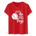 thumbnail image 4 of TSADFHJI Chandails Molletonnés Femmes Manches Longues Femmes Manches Courtes Col Rond Imprimé Baseball T-Shirt Imprimé Football Haut TG Rouge, 4 of 4