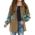 thumbnail image 3 of Spring Autumn Aztec Print Corduroy Jacket Girls Kids Casual Button Down Loose Lapel Jacket Coat for 5-14 Years, 3 of 6