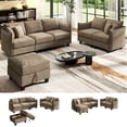 thumbnail image 4 of BedLuxury Sectional Sofa Sets with Movable Storage Ottoman, Cloud Couch Seats 6, Living Room Furniture Sets, Chenille Brown, 4 of 12