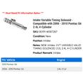 thumbnail image 2 of Intake Variable Timing Solenoid - Compatible with 2006 - 2010 Pontiac G6 2.4L 4-Cylinder 2007 2008 2009, 2 of 2