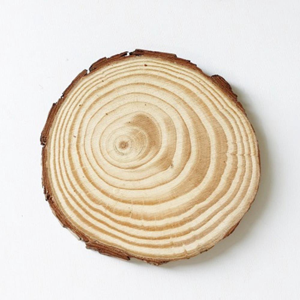 Unfinished Natural with Tree Bark Wood Slices  4 Pcs Disc Coasters Wood Coaster Pieces Craft Wood Kit Circles Christmas Ornaments DIY Crafts with Bark for Crafts Rustic Wedding