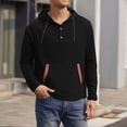 thumbnail image 2 of UAMVSH Mens Cotton Linen Hoodies Lightweight Button Long Sleeve Pullover Drawstring Casual Beach Travel Sweatshirts with Pocket, 2 of 7