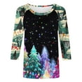 thumbnail image 4 of LEKWK Womens Dressy Christmas Tops Xmas Raglan Crew Neck 3/4 Sleeve Tshirts Christmas Dressy Tops for Women Workout 3/4 Sleeve Tops for Women, 4 of 5