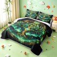 thumbnail image 3 of Homewish Astrology Tree Of Life Twin Quilt Set,Nature Boho Aesthetic Twin Coverlet Set,Green Gold,Black Reversible,2pcs, 3 of 7