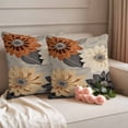 thumbnail image 2 of Burnt Orange Grey Black Flower Outdoor Waterproof Pillow Covers, Spring Floral Botanical Decorative Square Throw Pillowcase Sofa Cushion Sham for Patio/Couch/Chair, 18"x18" 2 Pack, 2 of 8