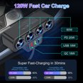 thumbnail image 6 of TSV Car Charger, 120W 4-Socket Cigarette Lighter Splitter with QC18W & PD20W, DC 12-24V, 6 of 7