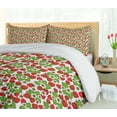 thumbnail image 5 of Ambesonne Floral Duvet Cover Sets, Strawberries Summertime, 2-King, Vermilion Green Pink, 5 of 7