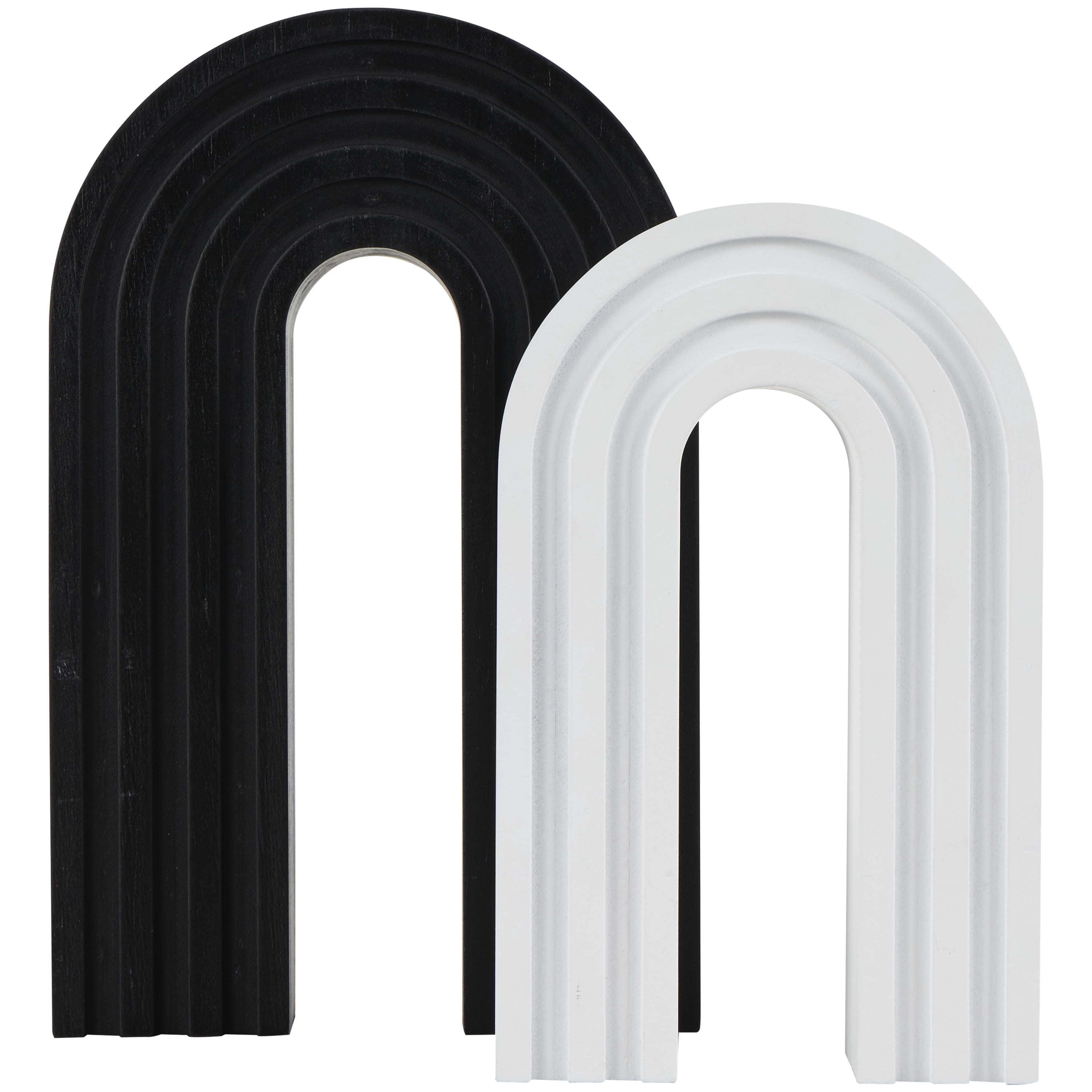 9", 7"H Black Wooden Layered Arch Geometric Sculpture, by CosmoLiving by Cosmopolitan (2 Count)