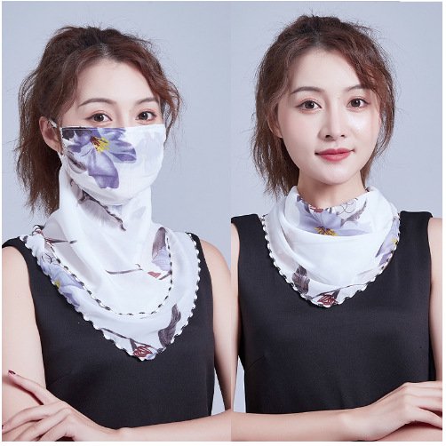 Mascarilla protectora solar de primavera y verano para el cuello, fina y transpirable, para mujer, para montar a caballo, bufanda de seda pequeña ajustable