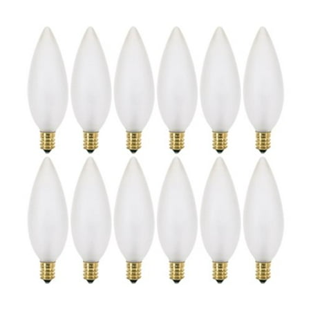 Candelabra Base Frost Type - (12 Pack) 25 Watt Frosted Candelabra Base (E12) Torpedo Tip 120V Chandelie
