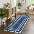 thumbnail image 5 of Garvee 2x6 Geometric Bordered Rug Solid Runner Rug with Non Slip Backing, Washable Rug Soft Neutral Floor Mat for Hallway Bedroom Kitchen, Blue, 5 of 6