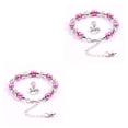 thumbnail image 4 of sweethay de perlas simuladas Cadenas de bricolaje de diamantes de imitación Brazalete atractivo de la amistad Buena elasticidad Niños Niñas Rosa roja 2Conjunto, 4 of 6