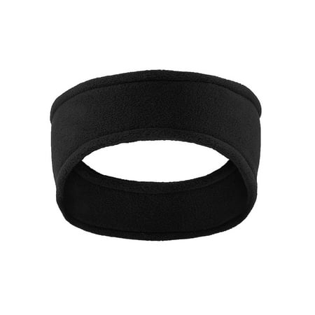 Fleece Headband Ear Warmer - Mens/Womens Soft Stretch Fleece Headband Ear Warmer, Black