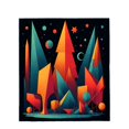 thumbnail image 4 of Stylish Abstract Landscape Flannel Blanket - Soft Warm Cozy Design with Geometric Trees & Celestial Background for Sofa & Travel, 4 of 7
