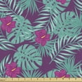 thumbnail image 1 of Tropical Upholstery Fabric by the Yard, Monstera Leaves Hibiscus Blossoms Ethnic Rainforest Botany Flowers, Decorative Fabric for DIY and Home Accents, Dark Magenta and Turquoise by Ambesonne, 1 of 5