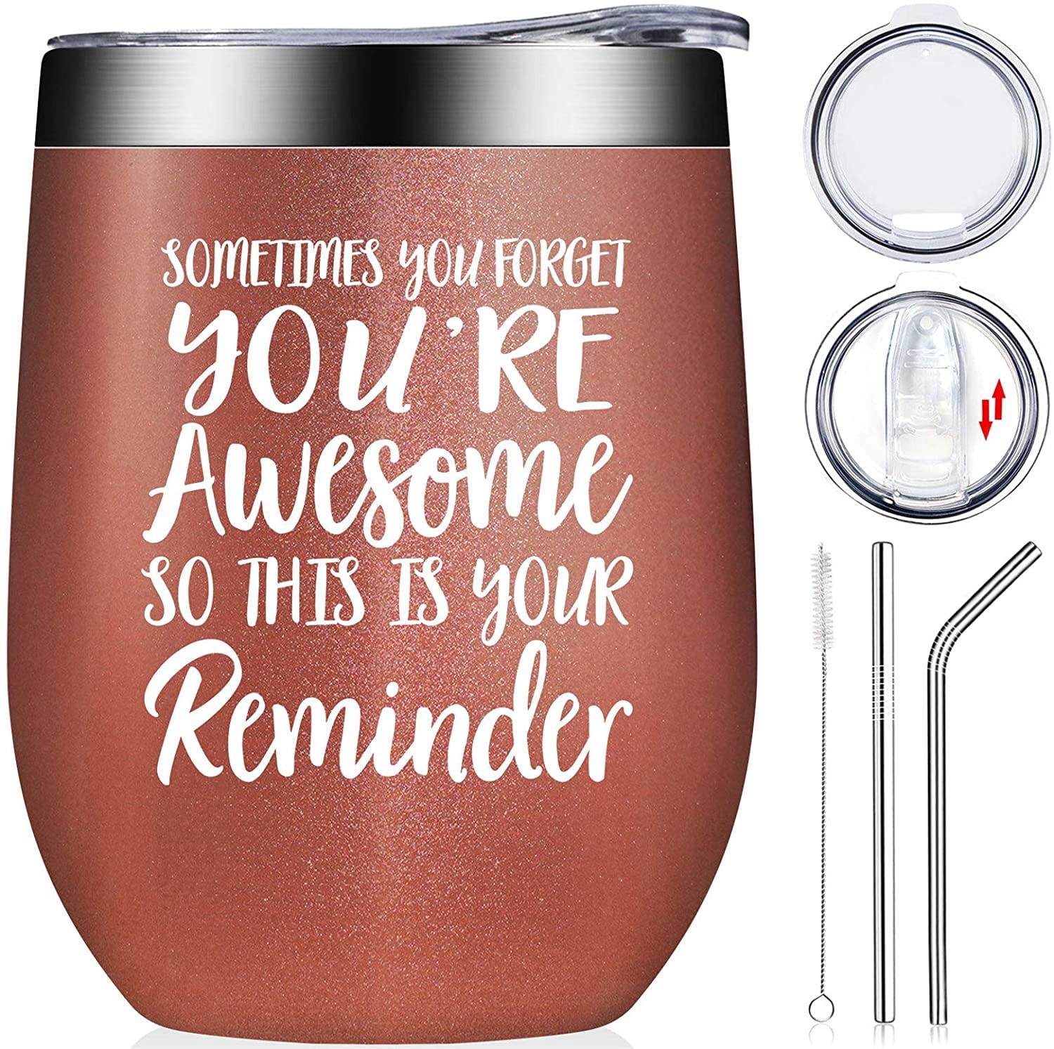 Teach Love Inspire Wine Glass With Insulated Lid Unique Present Idea Inspirational Teacher Stainless Steel Tumbler Pink
