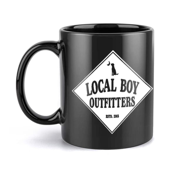 1pc Local Boy Outfitters 11oz Ceramic Coffee Mug Black with White Reusable Hand Wash Only Ideal Friends Family All Seasons Coffee Bar Accessories