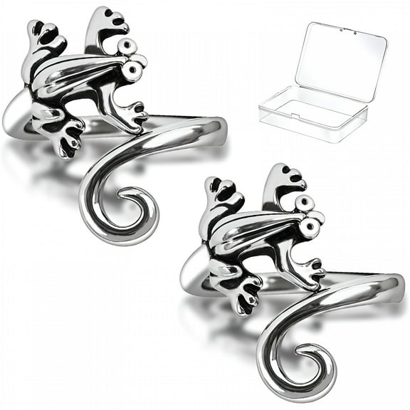 BESTSKY Adjustable Metal Crochet Tension Rings (4-Pack) - Finger Protector for Knitting & Crocheting - 2 Frog Design