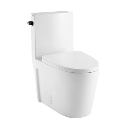 Angers One Piece Elongated Toilet Side Flush 1.28 gpf with Black Hardware