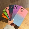 thumbnail image 3 of Magnetic iPhone 13 Case [Compatible with MagSafe], Cute Gradient Color Case for Women & Men, Soft TPU Shockproof with Camera Lens Protector Case for iPhone 13-Pink Blue, 3 of 17