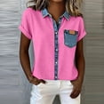 thumbnail image 4 of hotojiny Women's Button Down Shirts Short Sleeve Collared Jean Western Shirts Summer Tops Dressy Casual Work Denim Blouses, 4 of 5