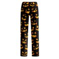 thumbnail image 5 of Women's Fall Wide Leg Pants, Pumpkin Printed Halloween Pajama, Elastic Waist Pants Casual Lounge Bottoms, 5 of 5