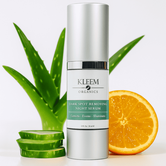 KLEEM ORGANICS Dark Spot Corrector Night Serum for Face, Hands & Neck - Formulated with Vitamin C, Vitamin E, Ferulic Acid & Hyaluronic Acid - 1 fl oz