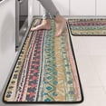 thumbnail image 2 of Kitchen Rugs Sets Of 2,Yellow and Pink Geometric Boho Pattern Anti Fatigue Kitchen Mat Rugs Non Slip Washable,Decorative Kitchen Floor Mats for Kitchen,Sink,Laundry,17"x47"+17"x47", 2 of 5