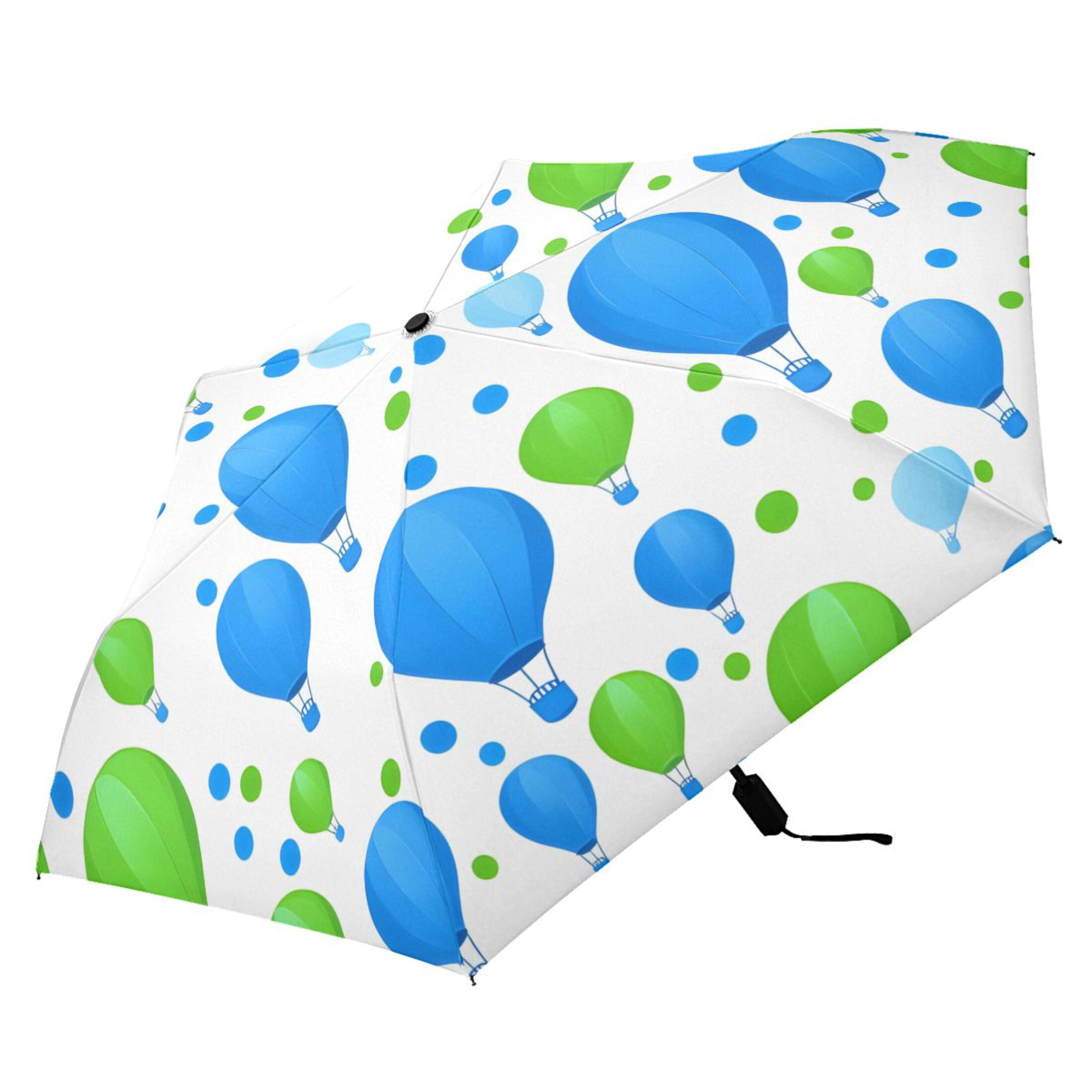 Blue Green Balloon Compact Sun Umbrella Windproof Travel Umbrellas for Rain Strong Portable UV Protection