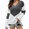 thumbnail image 1 of Gibobby Suéter cuello v, Sueteres Canalé Sweater Dama Diseño de Moda Abrigo Ligero Invierno Blusa Manga Larga Multilooks Elegante o Casual(Gris oscuro,XG), 1 of 5