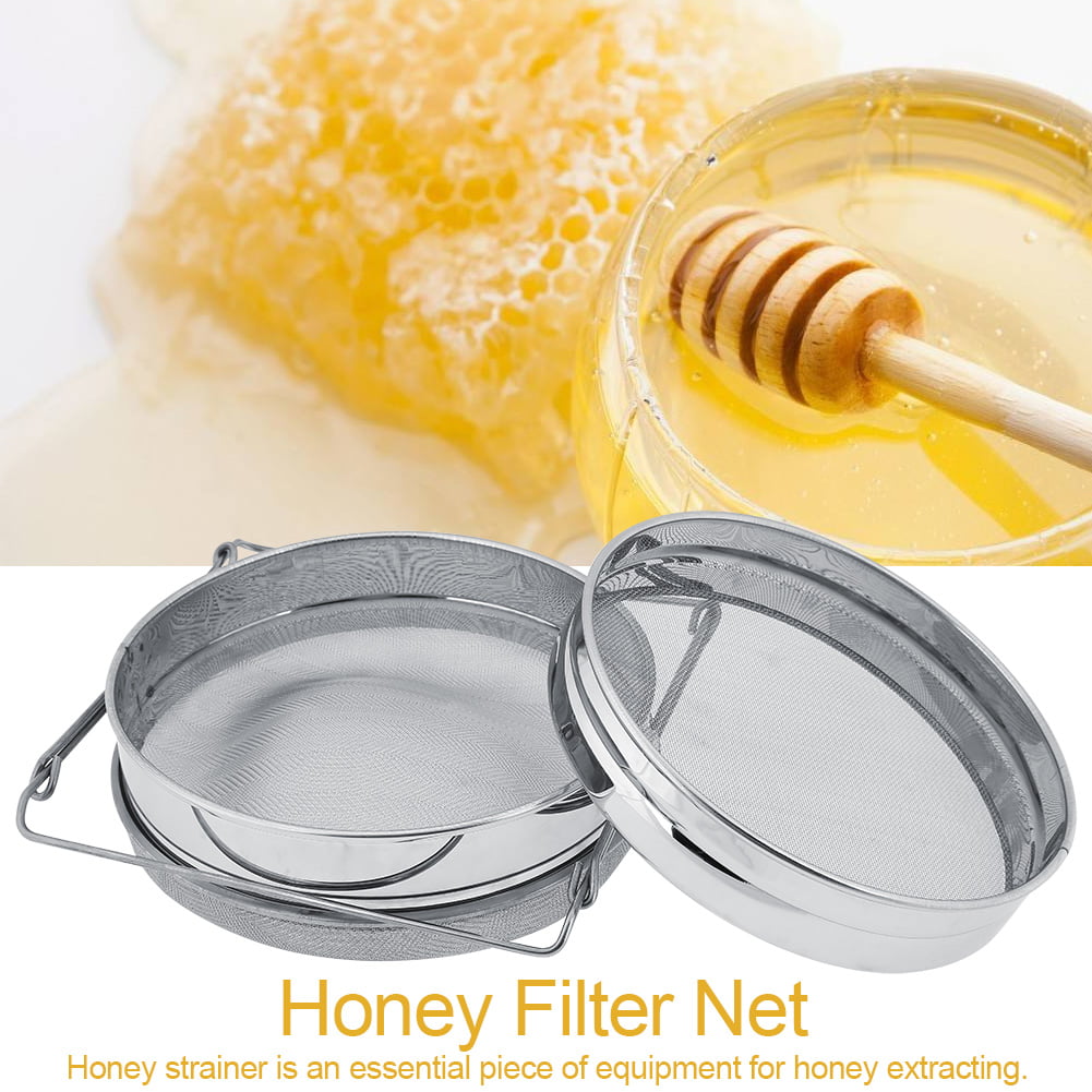 Funnel Mesh Honey Strainer Sieve Sieve Beekeeping Filter Net w/Metal Circle 16" 