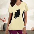 thumbnail image 1 of Snoarin Summer Plus Size Workout Tops for Women Fashion Woman Print V--Neck Short Sleeve Patchwork T-Shirt Printing Loose Blouse Tops Work Uniforms for Women on Clearance, 1 of 4