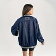 thumbnail image 2 of Women's Gameday Couture  Navy San Diego FC Refined Rivalries Rhinestone Raglan Full-Snap Varsity Bomber Jacket, 2 of 7