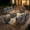 Gray, variant on Opohoro 5PCS Outdoor Conversation Set with 30" Wicker Fire Pit Table, Gray Rattan Fire Pit Set with 4 Swivel Rocker Chairs, Blue for Patio Backyard