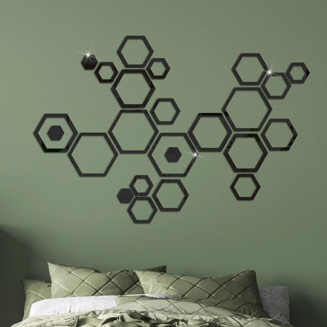 6pcs Mirror Wall Stickers, Hexagon Mirror Wall Decal, Decorative Hexagonal Acrylic Wall Sheet, Art DIY Decor, Home Living Room Bedroom Sofa TV Background Wall Decoration