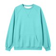 thumbnail image 6 of Womens Crewneck Sweatshirt Oversized Long Sleeve Casual Fall Outfits Long Sleeve Trendy Pullover Tops with Pockets (Sky Blue XL), 6 of 6