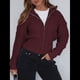 thumbnail image 5 of Sudaderas con Cremallera para Mujer, Conjuntos Casuales, Cárdigan, Ropa de Abrigo, Chaquetas de Invierno de Moda, Abrigos. Vino Tinto M, 5 of 7