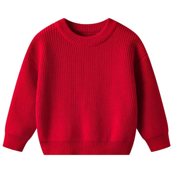 Gibobby Baby Girl Boy Knit Sweater Blouse Pullover Sweatshirt Warm Crewneck Long Sleeve Tops for Infant Toddler,Red,4-5 Years