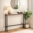 thumbnail image 6 of 39.4" Narrow Console Sofa Table with Power Outlets and USB Ports, Skinny Couch Table with Metal Frame and Charge Station with 4.9ft Extension Cord, Rustic Brown, 6 of 12