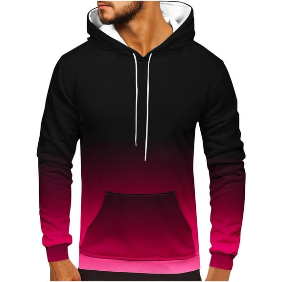 zfwon Mens Hooded Sweatshirts Gradient Long Sleeve Jumpers Plus Size Autumn Winter Leisure Sports Hoodies Thermal Lightweight Pullover Outdoor Running Hiking Jumper