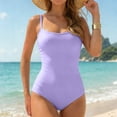 thumbnail image 6 of idosla Womens 1 Piece Swim Dress Push Up V Neck Bathing Suit Backless Dress Swimsuits High Waisted Swimwear (Light Purple, S), 6 of 9