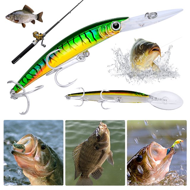 Señuelos de Pesca WDOplteas Swimbait Minnow Cebos Duros Plástico 17cm 27g Verde