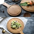 thumbnail image 6 of Round Natural Bamboo Wooden Pizza Tray with Handle Homemade Pizza Bread Tray Cutting Board Chopping Household Use Wash Wood Tray, 6 of 7