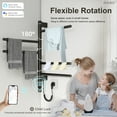 thumbnail image 6 of MASO Smart Rotating Heated Towel Rack for Bathroom, 90W Electric Towel Warmer with Swivel Bars, 1-24H Timer, 115℉-155℉, Wi-Fi App Control, Low Carbon Steel, IPX5, Plug-in/Hardwired, Black, 6 of 9